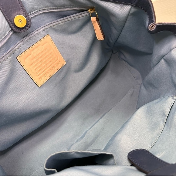 Coach Peyton Jordan Carryall Navy Blue Saffiano Leather Triple Compartment - Picture 10 of 14